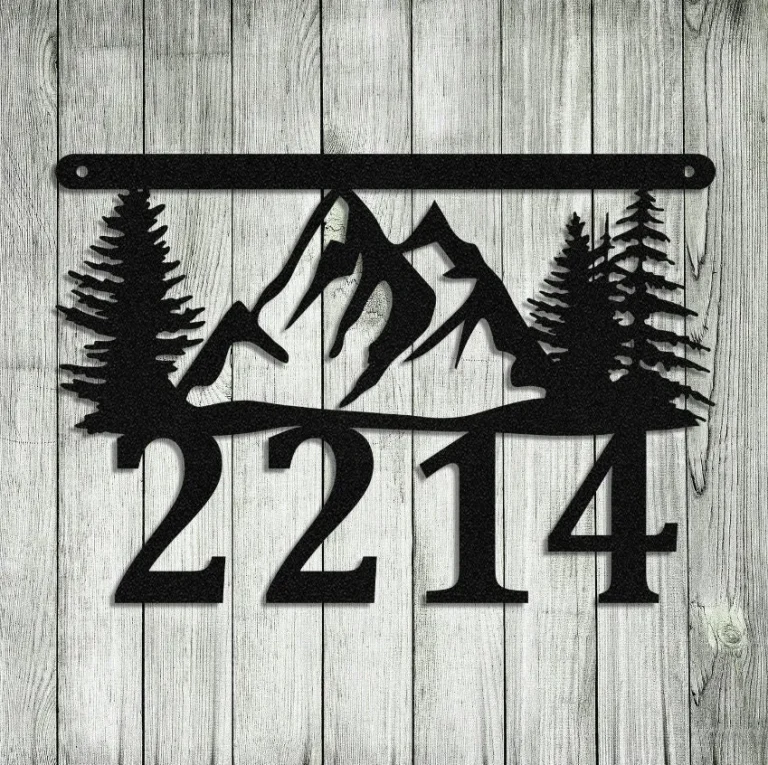 Personalized Address Cabin Metal Sign Monogram, Custom Outdoor House, Address Metal Sign, Lake House, Home Decor