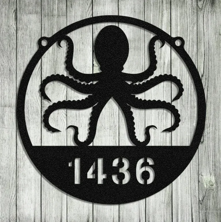 Personalized Family Name Octopus Beach House Metal Sign Monogram, Custom Outdoor House, Lake, Housewarming Wall Decor, Wedding Art Gift