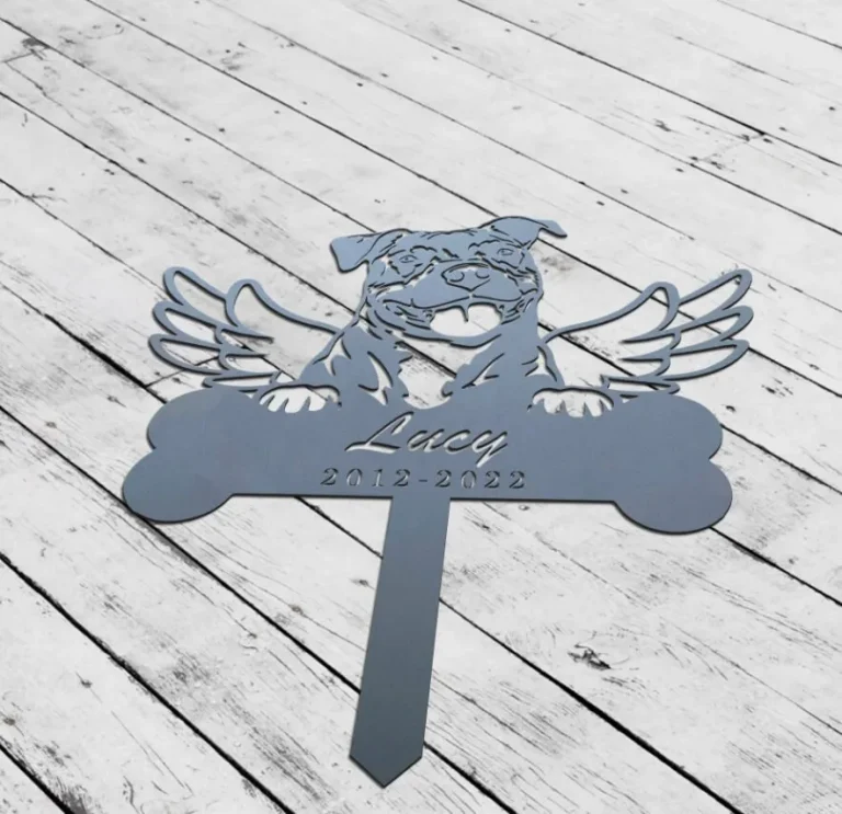 Personalized American Pit Bull Dog Memorial Stake, Metal Stake, Sympathy Sign, Pet Grave Marker, Remembrance Stake, Home Decor