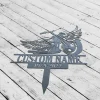 Custom Rider Memorial Metal Stake, Motorcycle With Wings Metal Sign, Biker Memorial, Riding With Angels, Loss Of Loved One, Garden Stakes