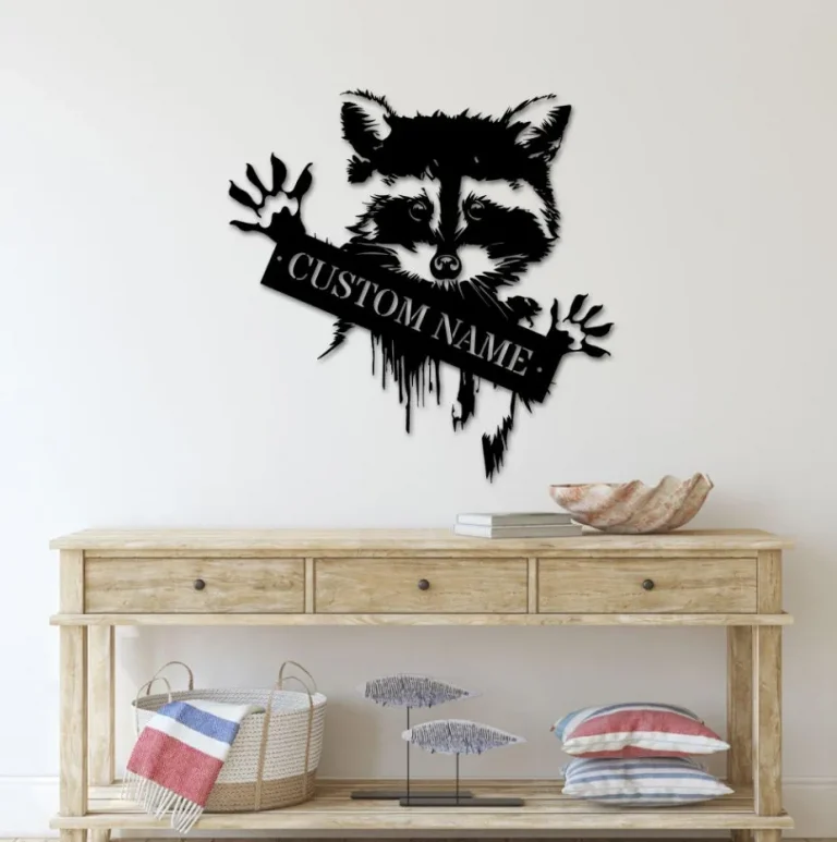 Custom Raccoon Metal Sign , Raccoon Gifts, Woodland Animals Home Decor, Raccoon Nursery Decor, Birthday Gift For Kids Wall Art