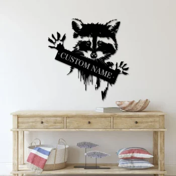 Custom Raccoon Metal Sign , Raccoon Gifts, Woodland Animals Home Decor, Raccoon Nursery Decor, Birthday Gift For Kids Wall Art