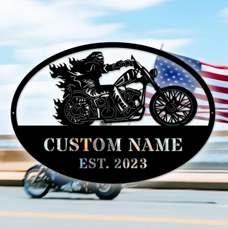 Personalized Motorcycle Wall Art, Custom Biker Name Sign, Motorcycle Metal Sign, Garage Decor, Motorcycle Decor, Motorcycle Lover Gift