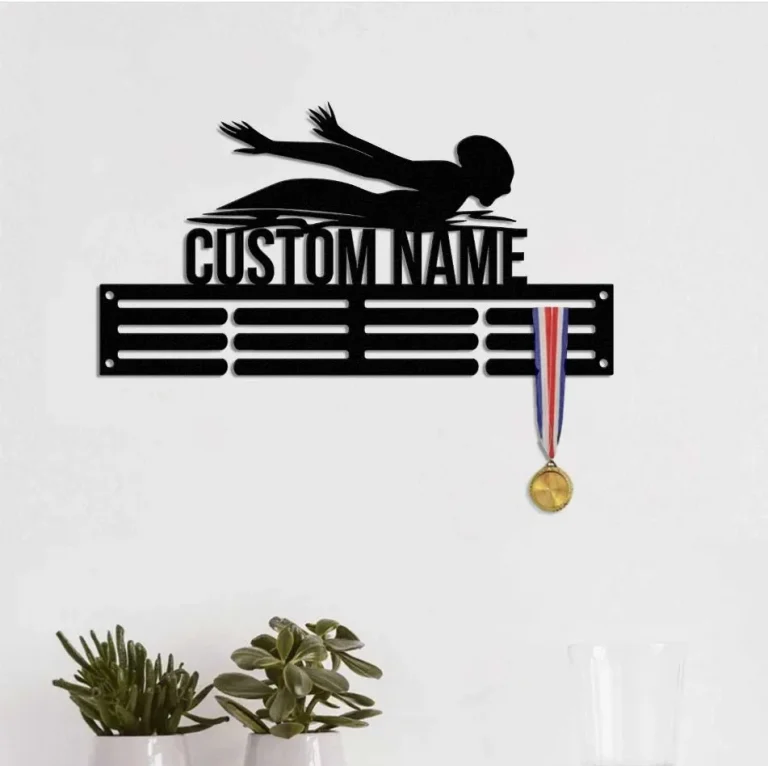 Custom Name Swimming Medal Hanger, Medal Holder Display Rack For Awards And Ribbons, Tiered Award Rack, Sports Medal Hanger