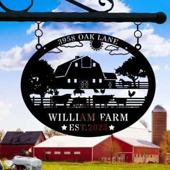 Personalized Farm Metal Sign, Custom Ranch Name Sign, Outdoor Hanging Metal Farm Decor, Gift For Farmer, Farm Name Sign Customized