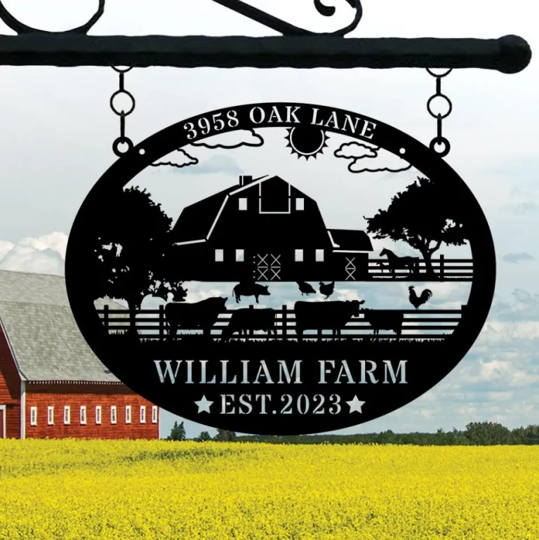 Personalized Farm Metal Sign, Custom Ranch Name Sign, Outdoor Hanging Metal Farm Decor, Gift For Farmer, Farm Name Sign Customized