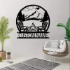 Custom Campfire Metal Sign, Lake House Sign, Personalized Camp Name Sign, Outdoor Decor, Address Sign, Lake Scene Campsite Monogram Decor