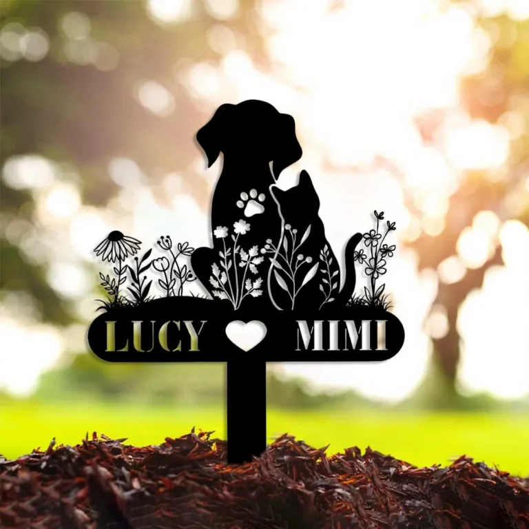 Custom Dog&cat Garden Stake, Personalized Dog Cat Grave Marker, Dog Cat Love Wall Art, Yard Stake, Outdoor Dog Cat Garden Decor, Cemetery