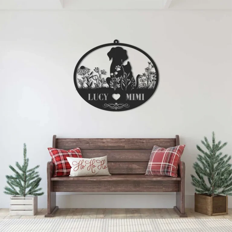 Custom Dog&cat Metal Wall Art, Personalized Dog Cat Love Metal Sign, Dog Cat Gift Love, Dog Cat Home Decor, Cemetery, Dog Sign, Cat Sign