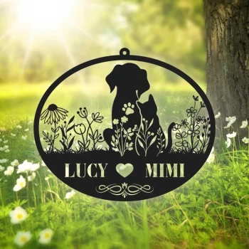 Custom Dog&cat Metal Wall Art, Personalized Dog Cat Love Metal Sign, Dog Cat Gift Love, Dog Cat Home Decor, Cemetery, Dog Sign, Cat Sign
