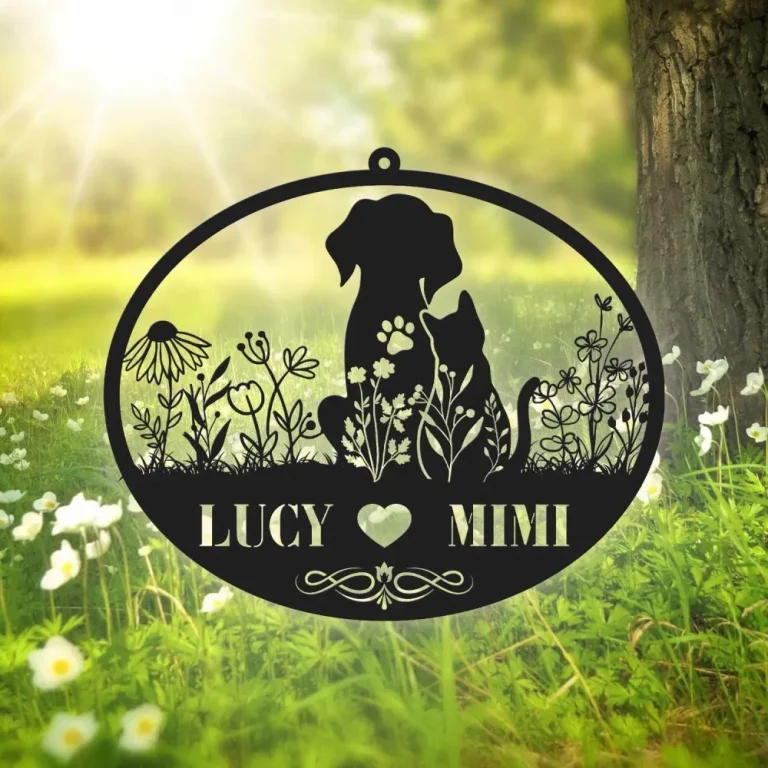 Custom Dog&cat Metal Wall Art, Personalized Dog Cat Love Metal Sign, Dog Cat Gift Love, Dog Cat Home Decor, Cemetery, Dog Sign, Cat Sign
