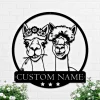 Custom Couple Alpaca Llama Metal Wall Art, Personalized Alpaca Llama Funny Camel Lover Name Sign Decor Fall In Love Valentine's Day, Animal