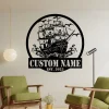 Custom Pirate Ship Metal Wall Art With Led Light, Personalized Pirate Ship Name Sign Decoration For Room, Pirate Ship Metal Decor Gift For Dad