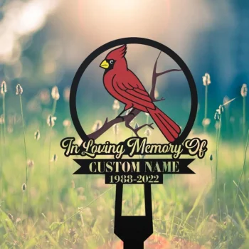 Cardinal Garden Stakes, Personalized Memorial Stake Metal, Cardinals Appear, Loss Of Loved One, Mothers Day Fathers Day Grave Marker Outdoor