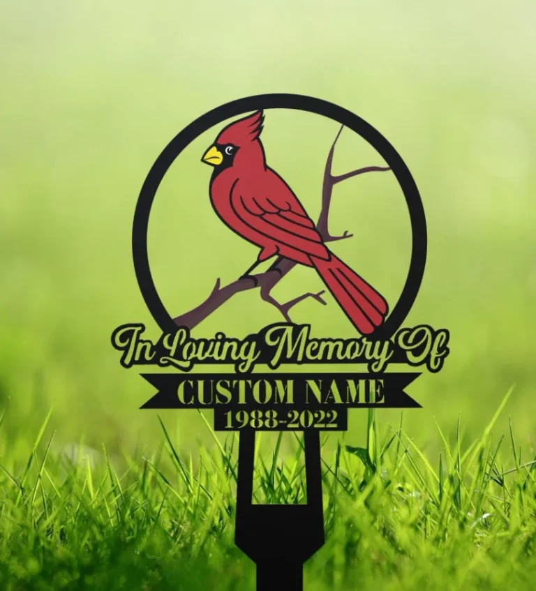 Cardinal Garden Stakes, Personalized Memorial Stake Metal, Cardinals Appear, Loss Of Loved One, Mothers Day Fathers Day Grave Marker Outdoor