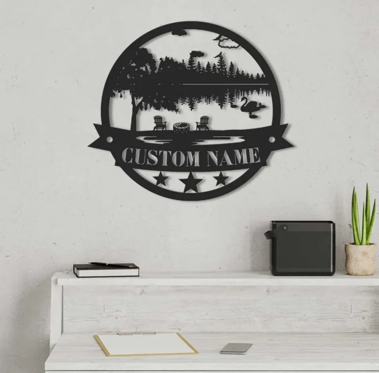 Personalized Lake House Metal Sign, Forest Lake Sign, Lake House Decor, Custom Lake House Name Sign, Outdoor Cottage Sign, Front Porch Decor