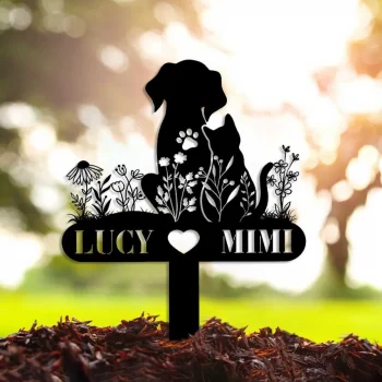 Custom Dog&cat Memorial Garden Stake, Personalized Grave Marker, Dog Cat Memorial Metal Sign, Yard Stake, Outdoor Dog Cat Garden Decor, Cemetery