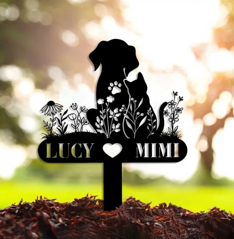 Custom Dog&cat Memorial Garden Stake, Personalized Grave Marker, Dog Cat Memorial Metal Sign, Yard Stake, Outdoor Dog Cat Garden Decor, Cemetery
