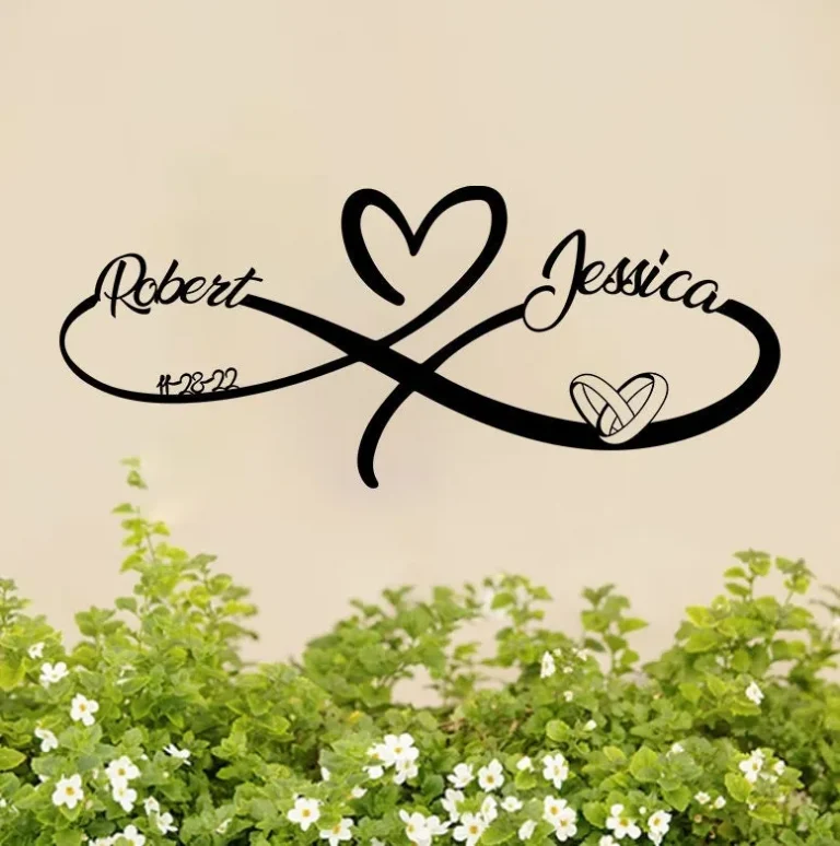 Personalized Wedding Gift For Couple, Infinity Sign With Names And Date, Anniversary Gift, Wedding Date Sign, Engagement Announcement Sign