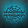 Custom Halloween Spider Metal Wall Art Led Light Personalized Creepy Spider Web Name Sign Decoration Ideal For Home Decor Halloween Art