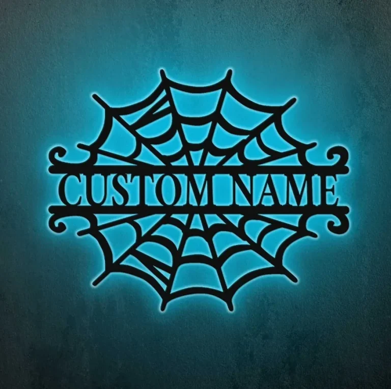 Custom Halloween Spider Metal Wall Art Led Light Personalized Creepy Spider Web Name Sign Decoration Ideal For Home Decor Halloween Art