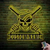 Custom Baseball Skull Metal Wall Art Led Lights, Baseball Player Name Sign Baseball Metal Wall Decor, Baseball Lover Gift Home Decor