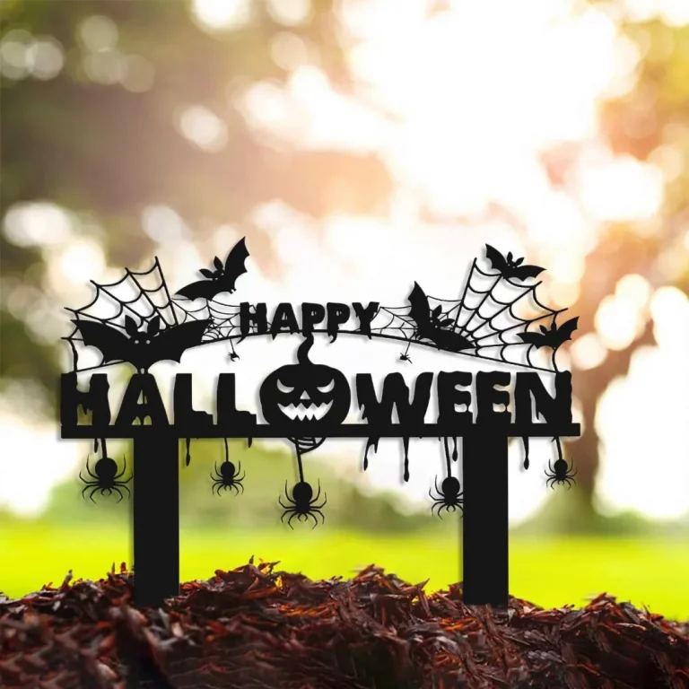 Happy Halloween Metal Driveway Sign With Stakes | Spooky Front Porch Decors | Outdoor Haunted House Decorations | Creepy Pumpkin Lawn Arts