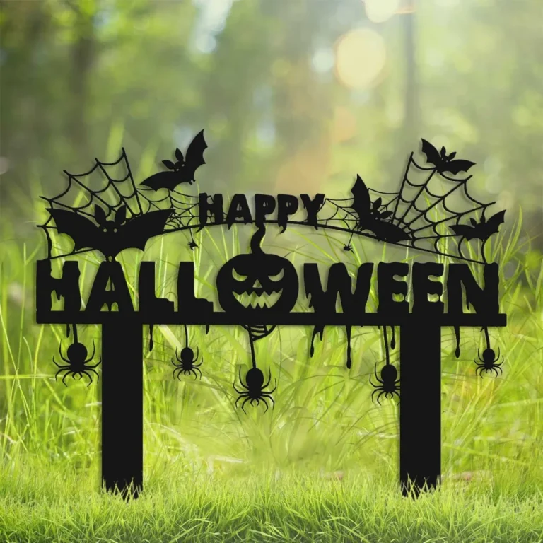Happy Halloween Metal Driveway Sign With Stakes | Spooky Front Porch Decors | Outdoor Haunted House Decorations | Creepy Pumpkin Lawn Arts