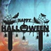 Happy Halloween Metal Driveway Sign With Stakes | Spooky Front Porch Decors | Outdoor Haunted House Decorations | Creepy Pumpkin Lawn Arts