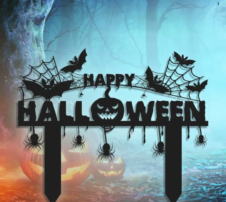 Happy Halloween Metal Driveway Sign With Stakes | Spooky Front Porch Decors | Outdoor Haunted House Decorations | Creepy Pumpkin Lawn Arts