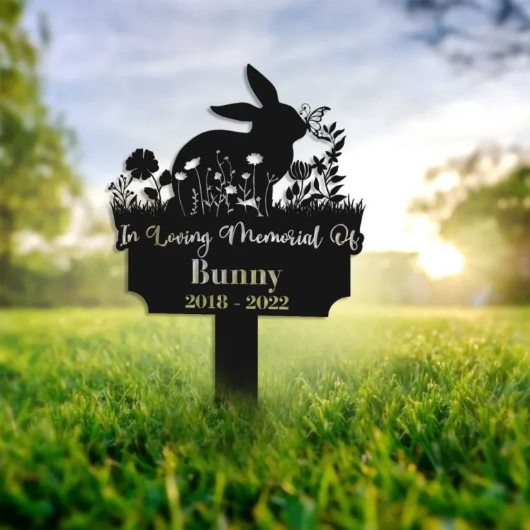 Bunny Memorial Stake, Pet Rabbit Memorial, Metal Pet Stake Bunny, Rabbit Loss, Grave Marker, Sympathy Plaque, Bunny Lost, Bunny Lover