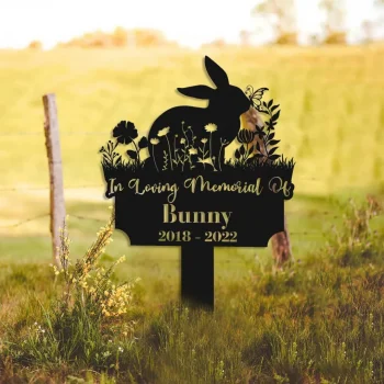 Bunny Memorial Stake, Pet Rabbit Memorial, Metal Pet Stake Bunny, Rabbit Loss, Grave Marker, Sympathy Plaque, Bunny Lost, Bunny Lover