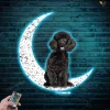 Custom Pet On Moon Funny Metal Wall Art With Led Light, Personalized Pet Photo And Name Metal Art, Pet On Moon Metal Wall Decor, Home Decor