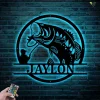 Personalized Bass Fishing Monogram Metal Sign With Led Lights, Custom Bass Fishing Metal Sign With Led Lights, Bass Fishing Gifts, Fishing Gift