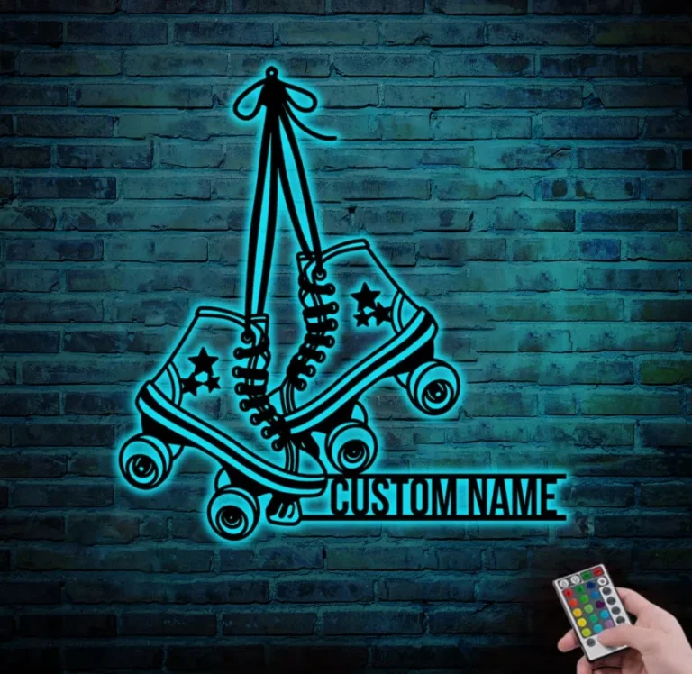 Custom Roller Skating Name Sign Custom Skate Shop Metal Wall Art Led Light Decoration Roller Skates Home Decor Skate Lover Birthday Gift