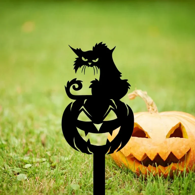 Black Cat Halloween Decor Yard Stake, Halloween Metal Black Creepy Cat, Front Porch Decor, Spooky Cat Gift, Angry Kitty, Black Cat Decor