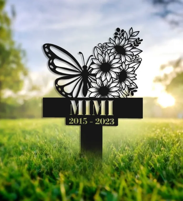 Personalized Cross Butterfly Memorial Stake, Mom Loss, Dad Loss, Metal Stake, Sympathy Sign, Grave Marker, Garden Decor, Butterfly & Cross