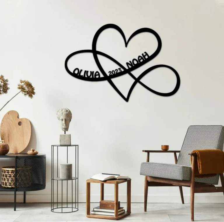 Custom Infinity Metal Sign, Personalized Couple Names Sign, Infinity Sign, Gift For Husband, Anniversary Wedding Date Sign, Metal Wedding Decor