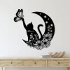 Cat And Moon Metal Wall Art, Cat On Moon Sign, Cat Lover Gift, Cat Wall Decor, Animal Decor, Housewarming Gift, Cat And Moon Lover, Gift