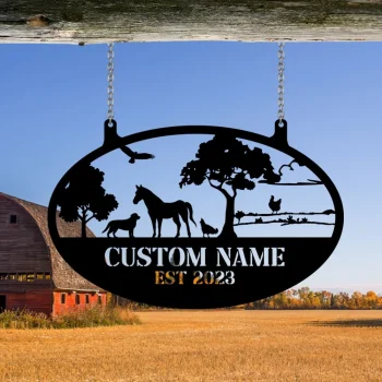 Custom Metal Farm Sign, Personalized Farm Metal Sign, Country House Ranch, Metal Wall Art, Farm Animals, Outside Barn, Custom Farmhouse Sign