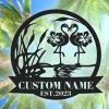 Custom Name Couple Flamingo Metal Sign, Personalized Flamingos Name Sign, Wedding Gift, Metal Flamingos Sign, Birthday Gift, Wedding Sign