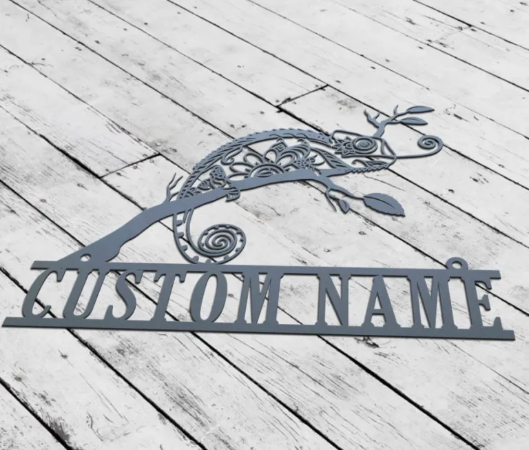 Custom Chameleon Metal Sign, Personalized Chameleon Name Sign, Home Decor, Boy Girl Nursery, Decoration Housewarming, Birthday Gift