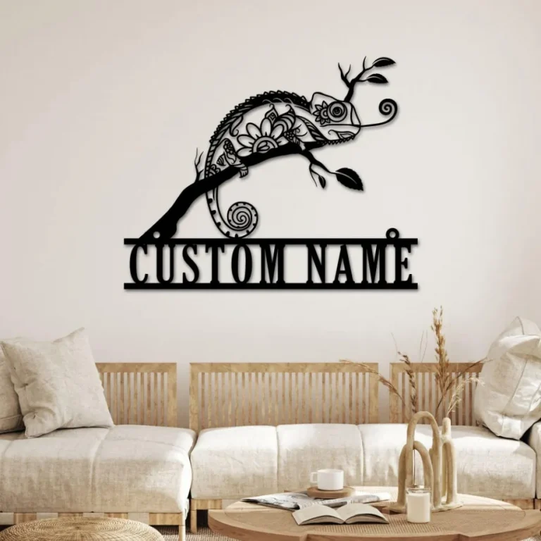 Custom Chameleon Metal Sign, Personalized Chameleon Name Sign, Home Decor, Boy Girl Nursery, Decoration Housewarming, Birthday Gift