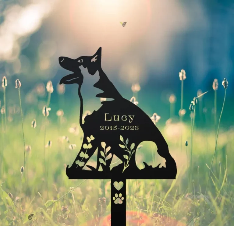 Personalized Dog Memorial Stake, Metal Stake, German Shepherd, Sympathy Sign, Pet Grave Marker, Remembrance Stake, German Shepherd Sign, Dog Flower