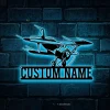 Custom Airplane Metal Wall Art Led Light Personalized Pilot Name Sign Home Decor Aircraft Hangar Decoration Airforce Housewarming Xmas Gifts