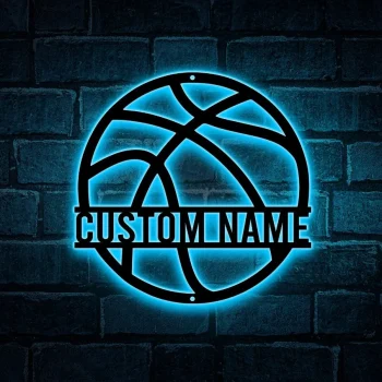 Custom Basketball Metal Wall Art Led Light Personalized Player Lover Sign Home Decor Kid Boy Girl Nursery Decoration Birthday Christmas Gift