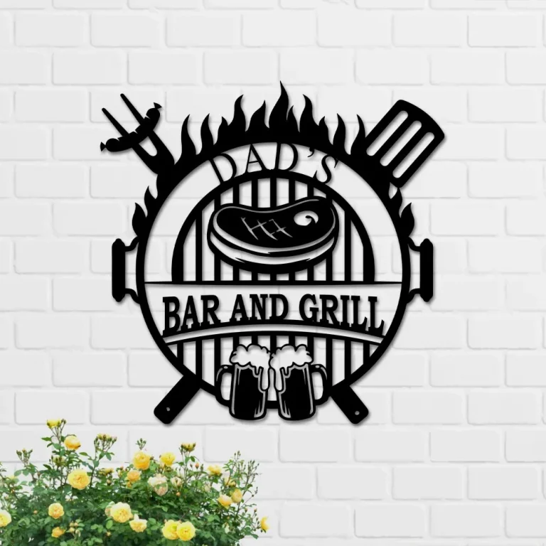 Personalized Backyard Bbq Metal Sign Custom Backyard Bar And Grill Metal Wall Art Home Decor Backyard Decoration Man Cave Xmas Gif For Him