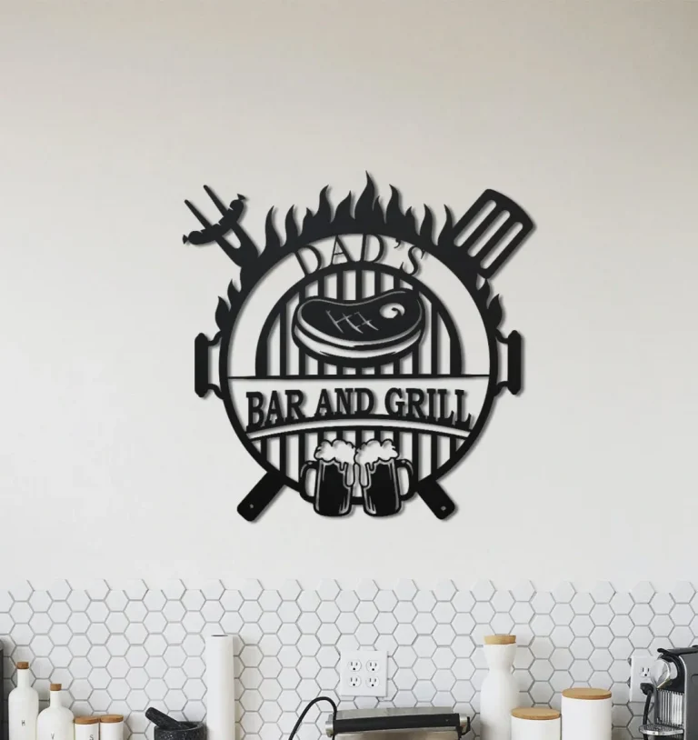 Personalized Backyard Bbq Metal Sign Custom Backyard Bar And Grill Metal Wall Art Home Decor Backyard Decoration Man Cave Xmas Gif For Him