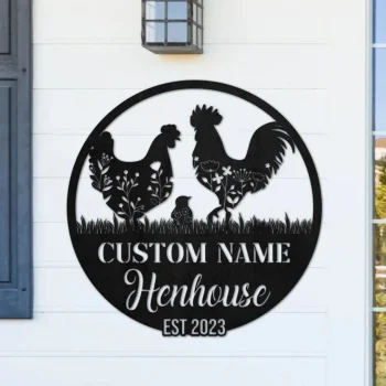 Personalized Chicken Farm Metal Sign, Chicken Coop Sign, Custom Hen House Sign, Farm Coop Sign, Family Name Chicken Coop Sign, Chicken Coop