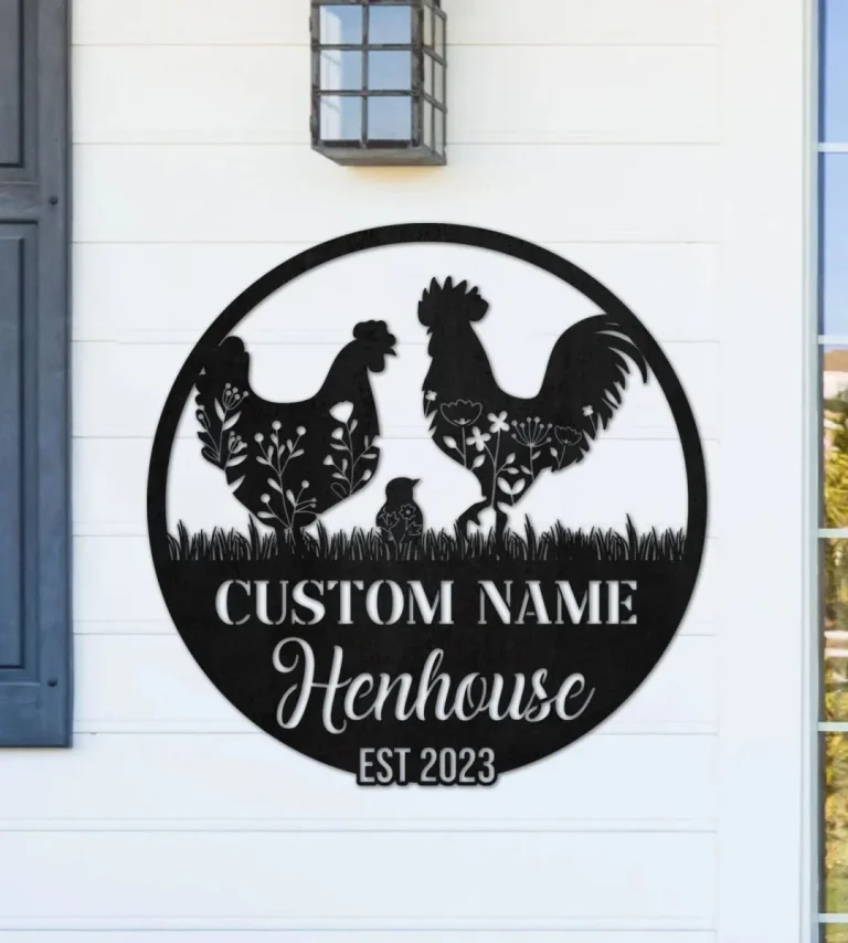 Personalized Chicken Farm Metal Sign, Chicken Coop Sign, Custom Hen House Sign, Farm Coop Sign, Family Name Chicken Coop Sign, Chicken Coop